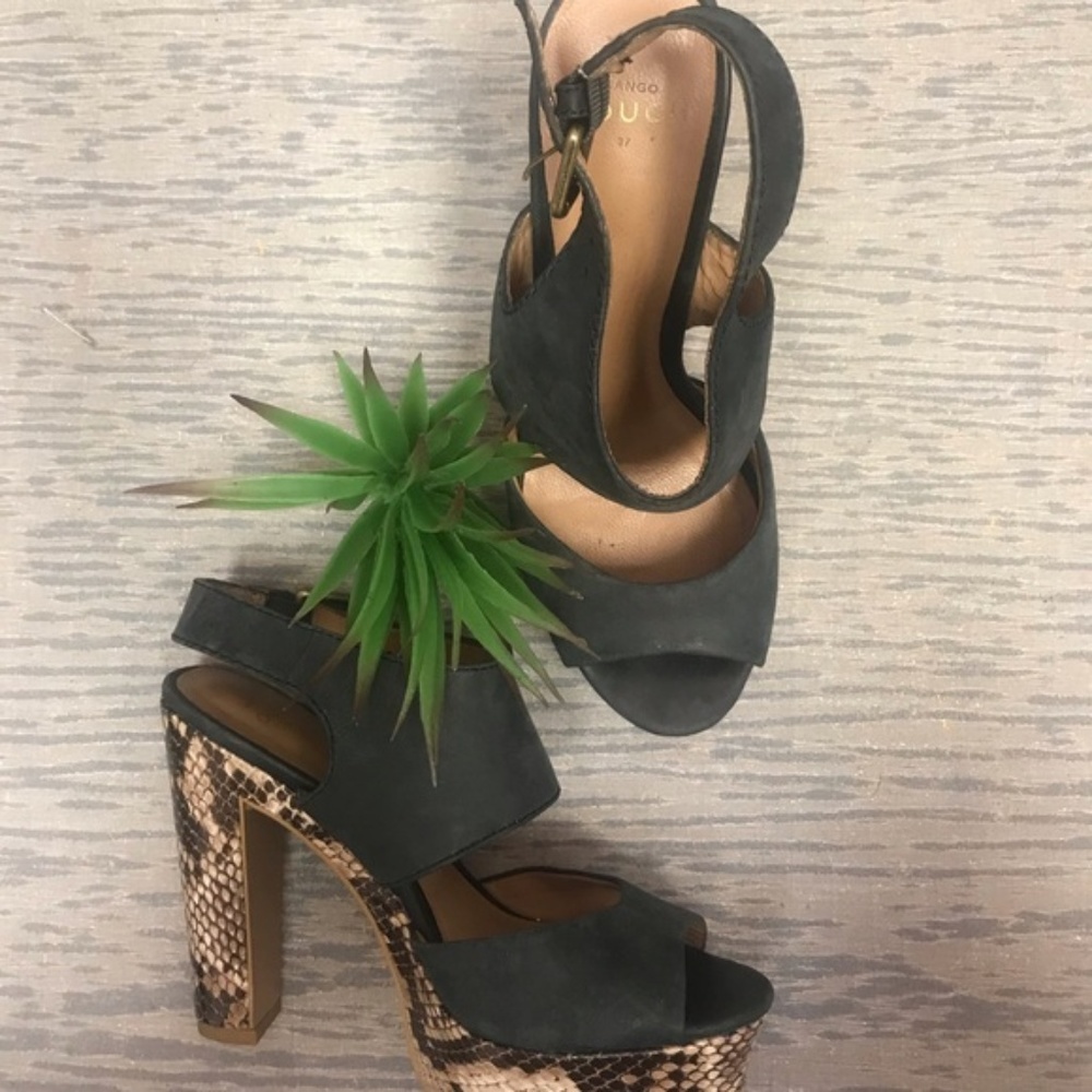 Mango Touch Snake Skin Sandal Heel